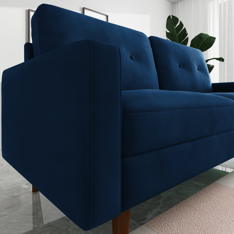 Madian Velvet Sofa, Space Blue Velvet, 32.7" H x 58" W x 30" D