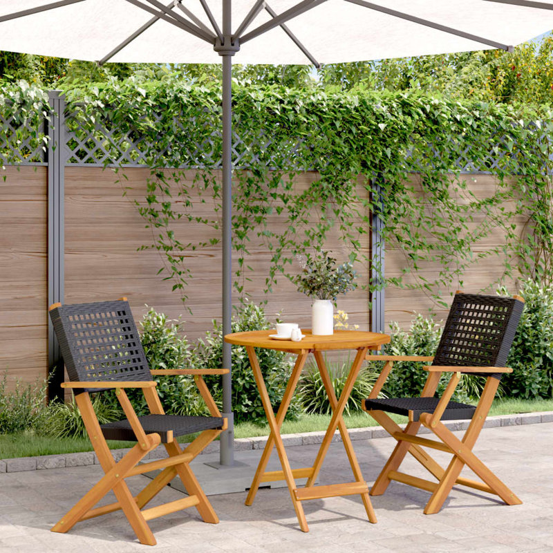 Blaklie 2 - Person Wood Patio Dining Set with Round Table, Black