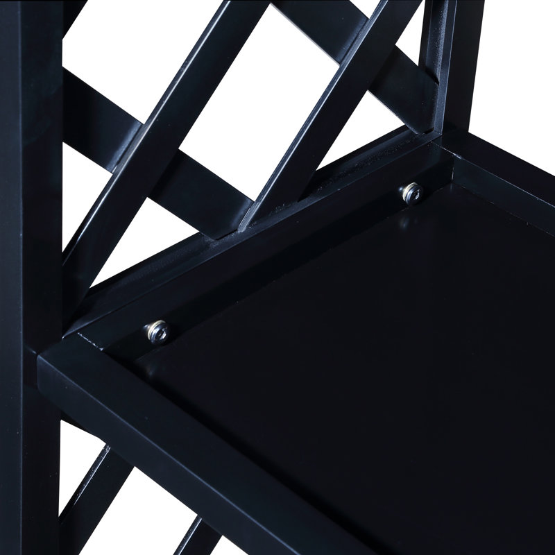 3-Tier Console Table With Storage Shelves, Black