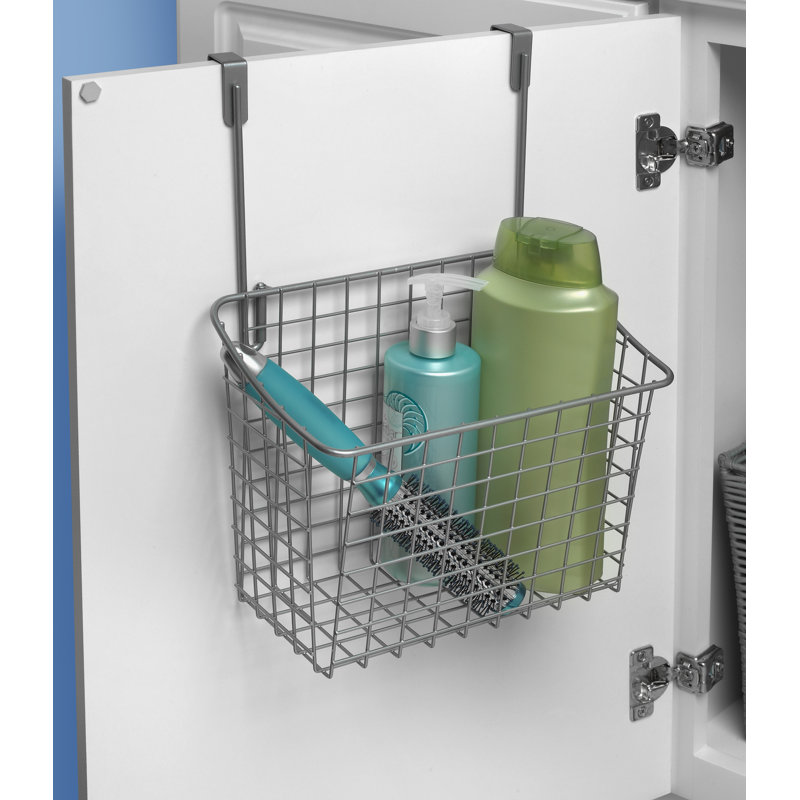 Albie Over the Cabinet Door Organizer, Satin Nickel, 8.5" H x 10.25" W x 6.5" D