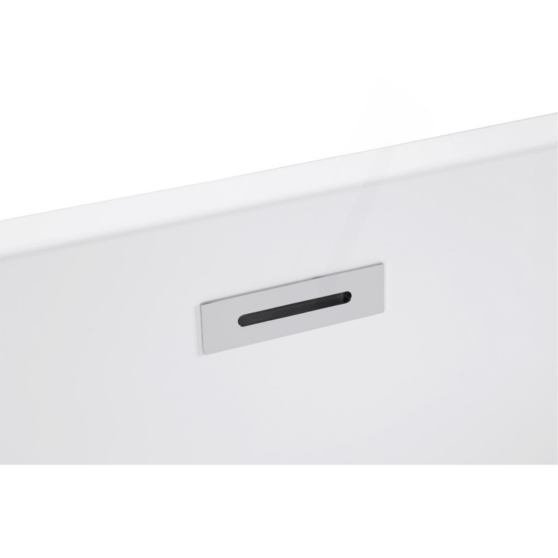 Baignoire autoportante de 47 po en acrylique avec siège: forme rectangulaire spacieuse, trop-plein chromé et bonde escamotable certifiée CUPC, finition blanc brillant