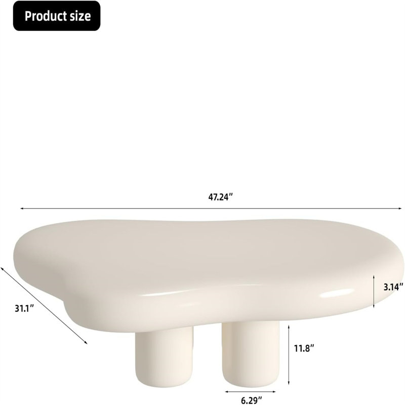 Table basse Mikolaj Modern Cloud, H 15,74 po x L 47,24 po x l 31,49 po