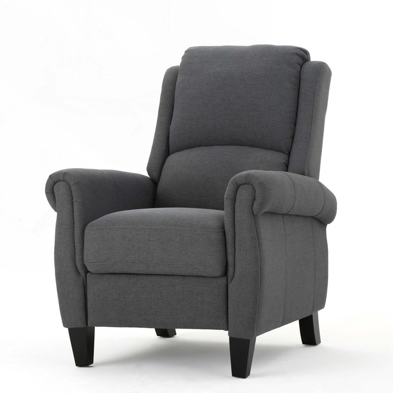 Serina Upholstered Recliner, Charcoal Polyester