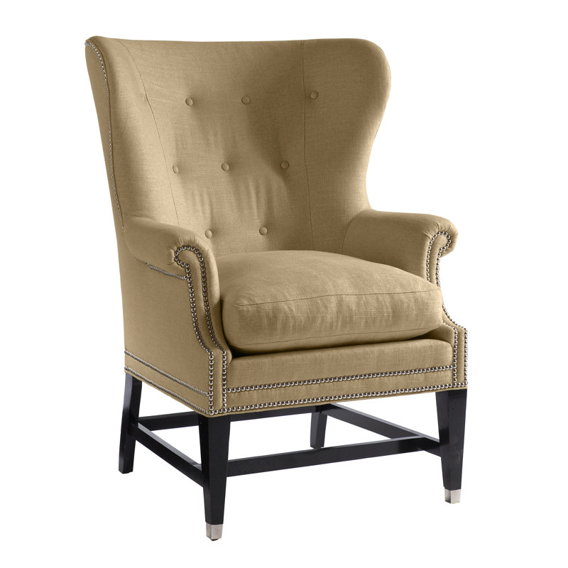 Farrington 31" Wide Linen Wingback Chair, Crystal Camel