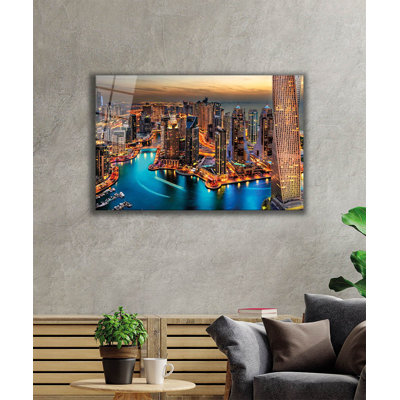 Élégante peinture décorative en verre trempé 18,1 po x 28,3 po | 100% verre trempé, épaisseur: 0,16 pouce | Superbe œuvre d'art pour la décoration intérieure, le salon et les espaces de bureau, durable et facile à nettoyer