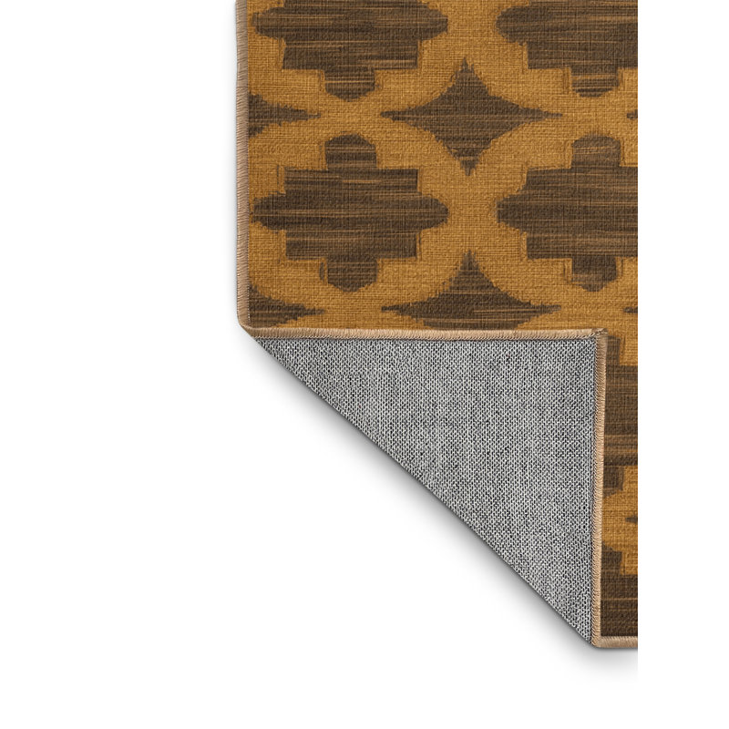 Tapis brun treillis lavable à la machine, Carré 8 pi