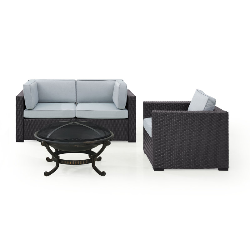 Ensemble de conversation modulaire avec coussins 4 pièces Arbedella, Brume