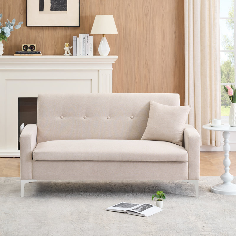 Multi-functional storage comfortable double sofa, Beige Fabric