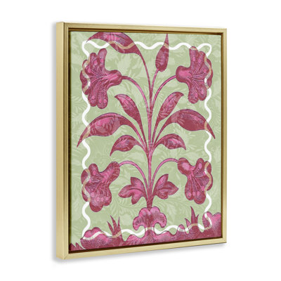 Pink Symmetrical Plant Framed Floater Canvas Wall Art, design by Lil' Rue