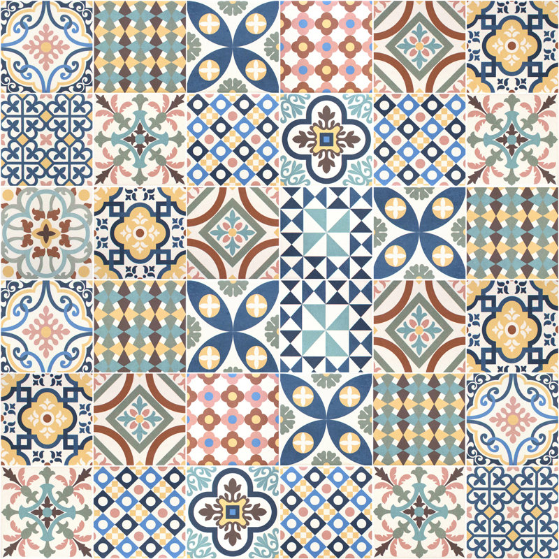 Alcia Vinyl Machine Printed Area Rug, Square 120cm