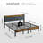 King Upholstered Bed Frame With LED Lights & Storage Headboard, Metal Platform Bed with Charging Station, No Box Spring Needed-1030543744