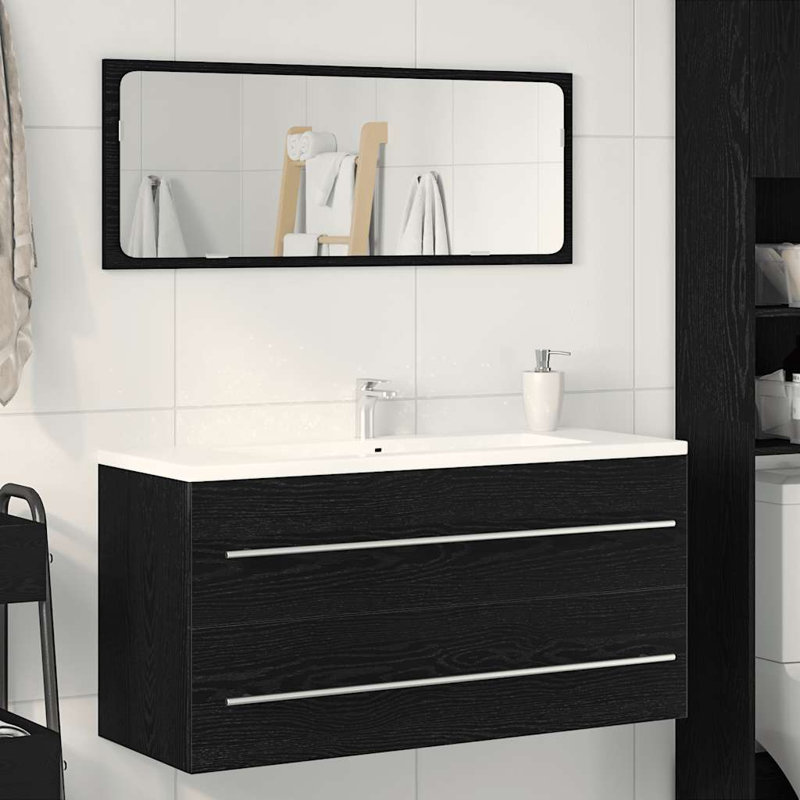 Lucama 100cm Single Bathroom Vanity Base Only, Black Oak