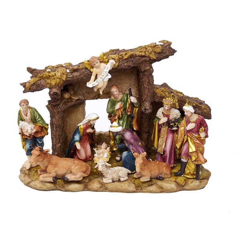 Kurt Adler 11 Piece Figures and Stable Nativity Set & Reviews | Wayfair