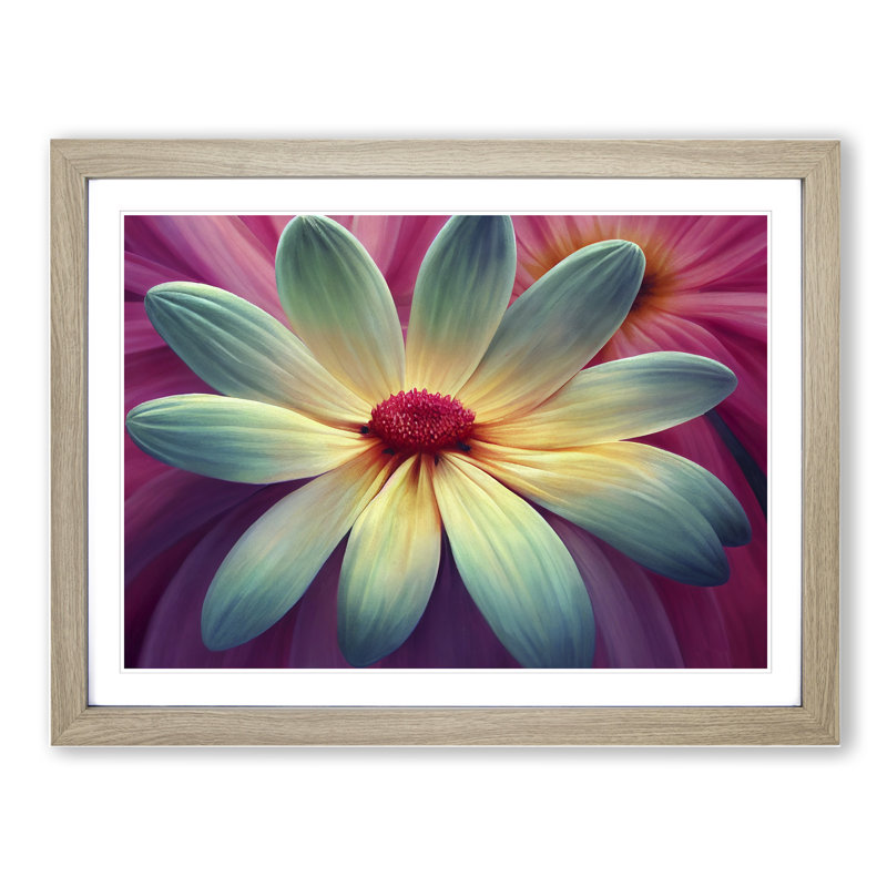 Lively Daisy Flower 1 Piece Single Picture Frame Wall Art, 25cm H x 34cm W x 2cm D, Oak