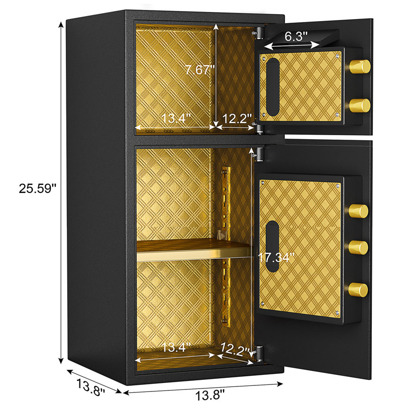 Grand coffre-fort à double porte à pièces, H 25,59 po x l 13,77 po x P 13,77 po