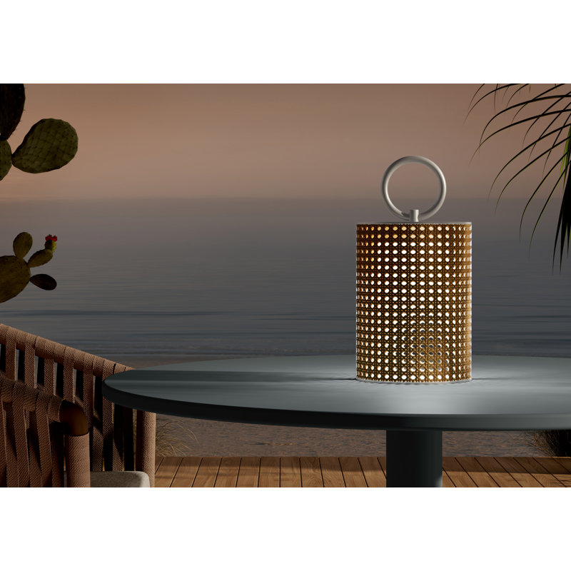 Clara Battery Operated Outdoor Floor Lamp, 13.28" H x 6.42" W x 6.42" D, Matt White Lacquered