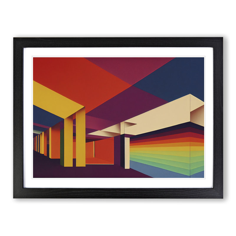 Architecture Modern Abstract Art - Single Picture Frame Print, 46cm H x 64cm W, Black