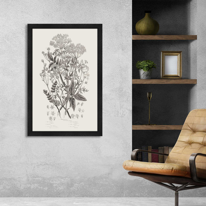 Plantes à fleurs I neutre - Peinture, L 27,5 po x H 39,5 po, Cadre noir
