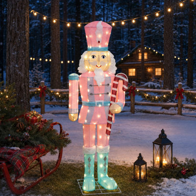 5 FT. Outdoor Christmas Decoration Nutcracker Yard Decoration with Warm White LED Lights