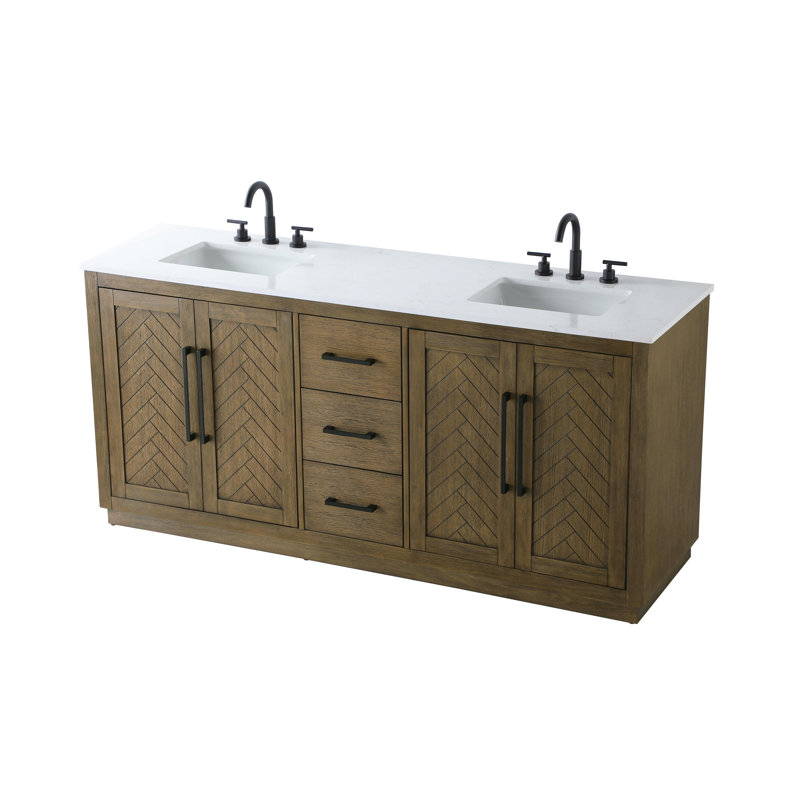72 inch Double Bathroom Vanity, Hazel Oak, 72"