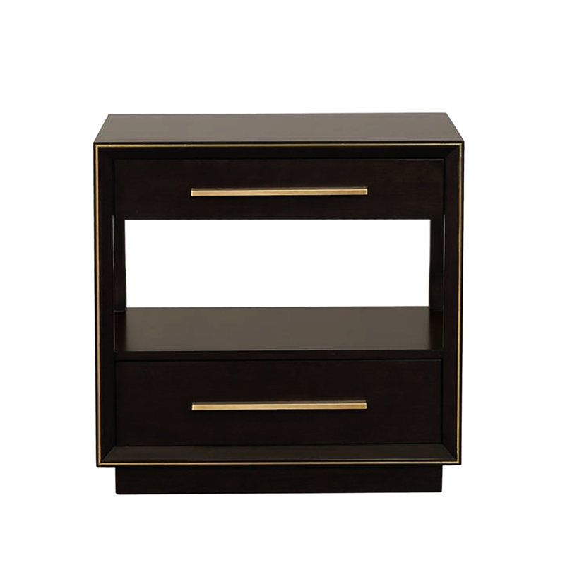 Table de chevet 2 poivre fumé avec rangement profond et design élégant pour la chambre 2 tiroirs