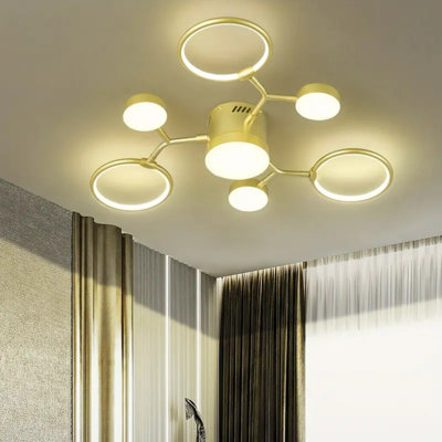 7-Light Modern Industrial Farmhouse Chandelier - With LED Bulbs, Semi-Flush Mount Ceiling Light