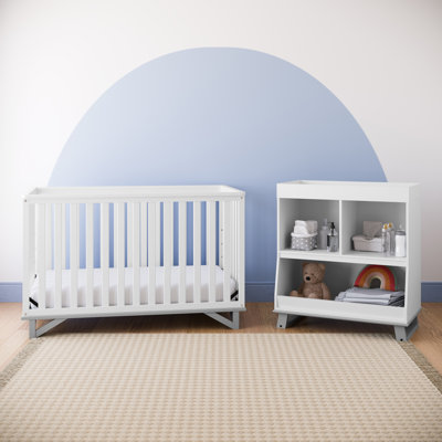 Storkcraft Santa Monica Crib and Modern Changing Table 2-Piece Nursery Set -  04525-10F-03210-30F