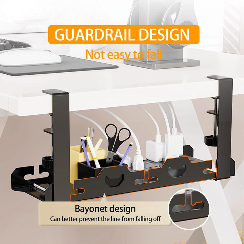 Metal Desk Cable Management Tray with Clamp