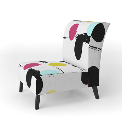 Multicolor Circle Dots - Upholstered Patterned Accent Slipper Chair