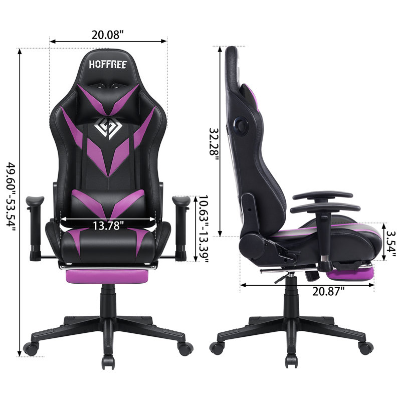 Fauteuil de jeu à bascule ergonomique avec massage Hoffree, Mauve / noir