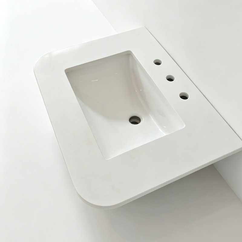 Comptoir de meuble-lavabo 28 po en pierre reconstituée et lavabo en céramique, assemblage requis