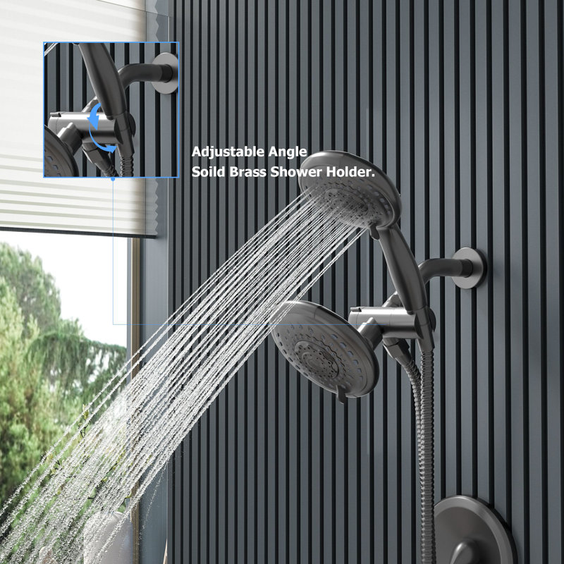 Système de douche mural double complet, Noir mat