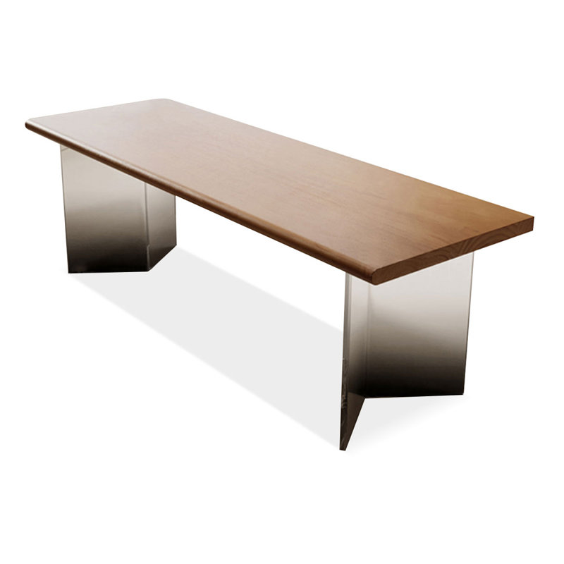 Bureau rectangulaire brun en bois massif, H 29,53 po x l 70,87 po x P 23,62 po