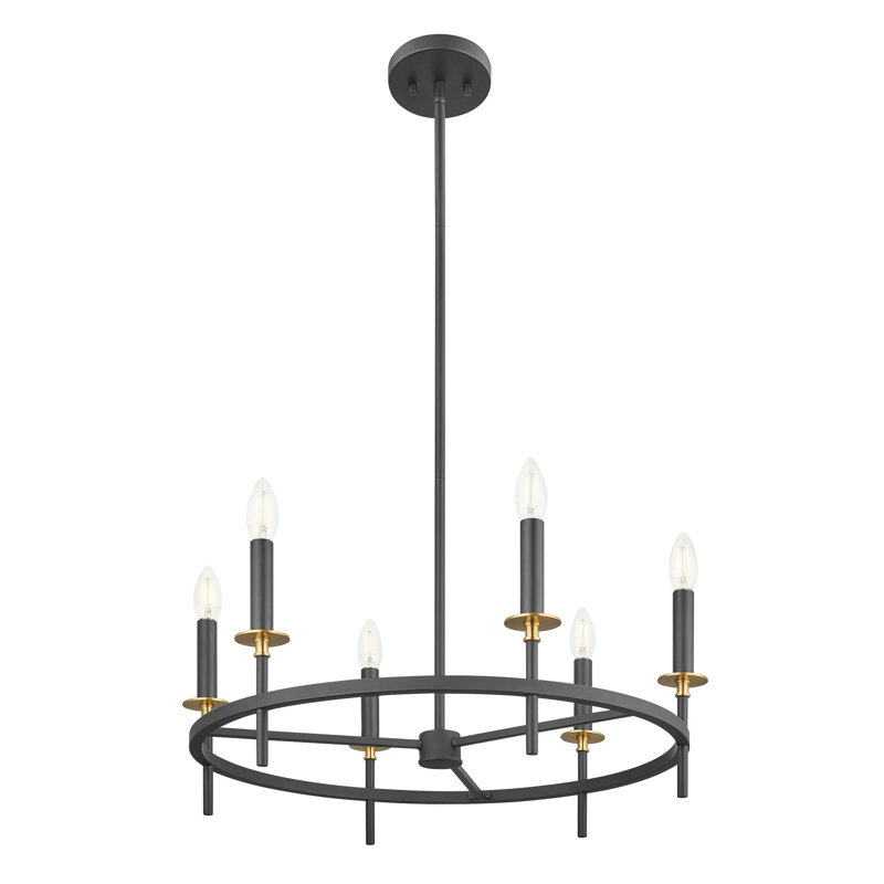 Kerween 6-Light Chandelier in Matte Black, Matte Black