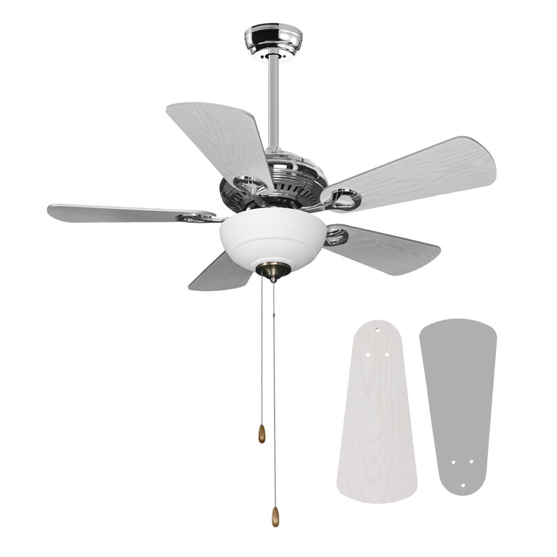 Ventilateur de plafond standard à 5 pales de 42 po Ordaz, Blanc, Blanc, Blanc