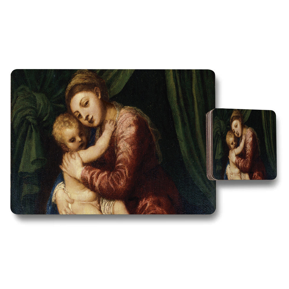 Madonna And Child Artwork Placemat And Coaster Set Decor