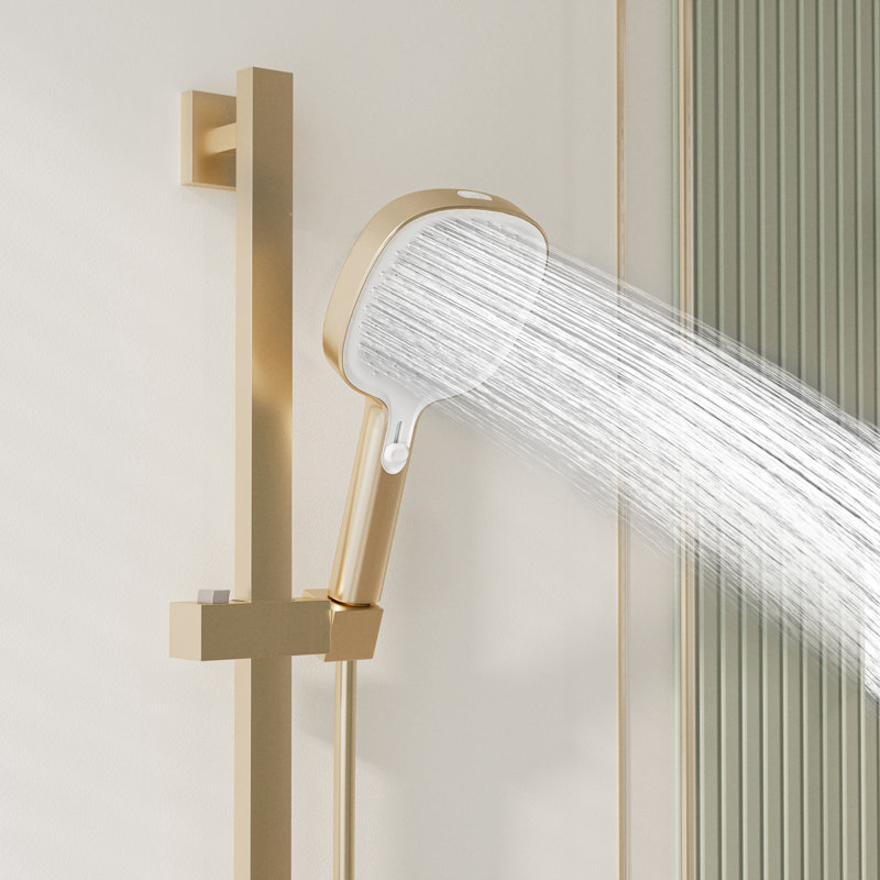 2-Function Button Bathtub Faucet Set With Handheld Sprayer, Brushed Gold