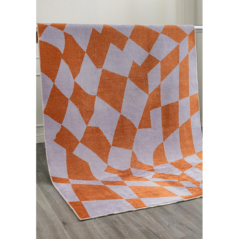 Mathilda Abstract Hand Loom Indoor / Outdoor Area Rug, Rectangle 5'3" x 7'6"