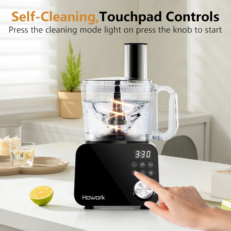 Howork Food Processor 12-Cup 600W Vegetable Chopper for Mincing, Dicing, Shredding, Puree, Ice Creshing & Kneading Dough, Easy Clean