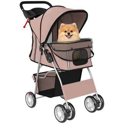 Poussette pour animaux pour chien, transporteur pliable pour animaux avec 4 roues