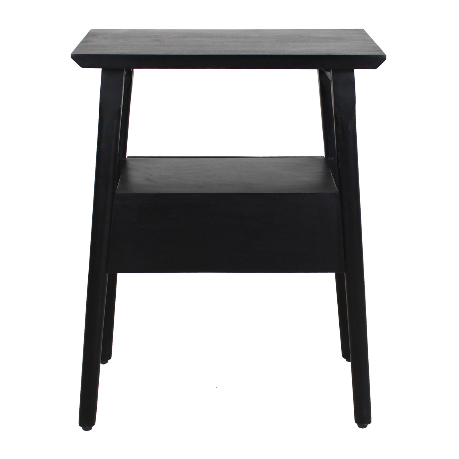 Akio 1 - Drawer Solid Wood Nightstand, Black