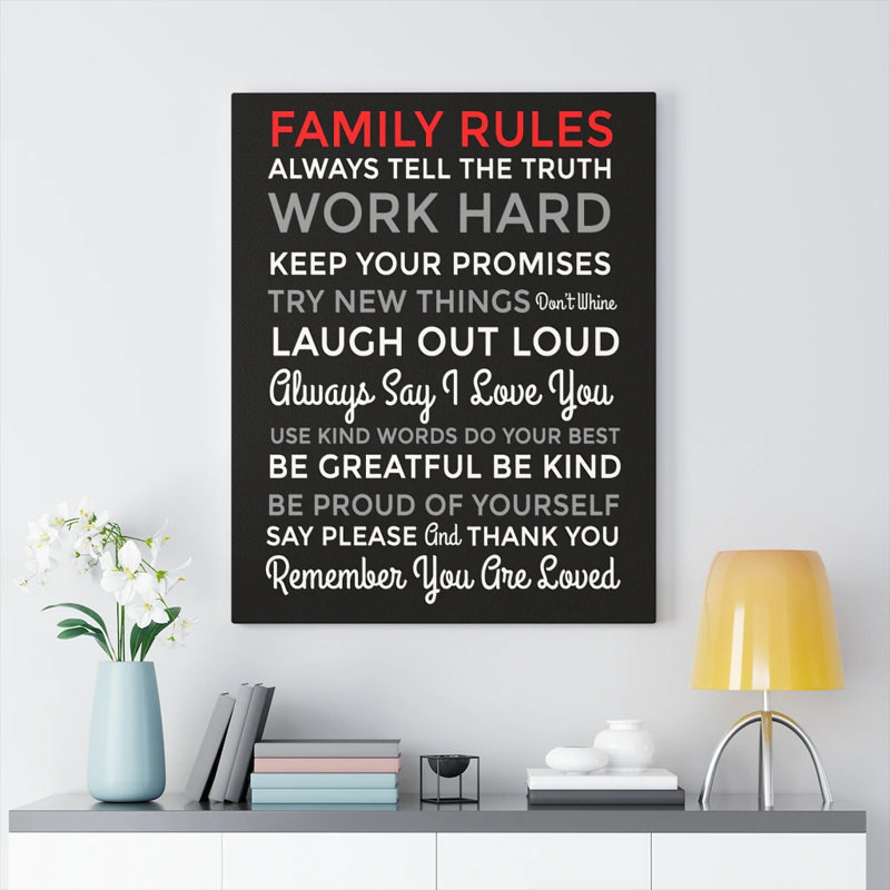Family Rules - Wrapped Canvas Print, 41cm H x 30cm W