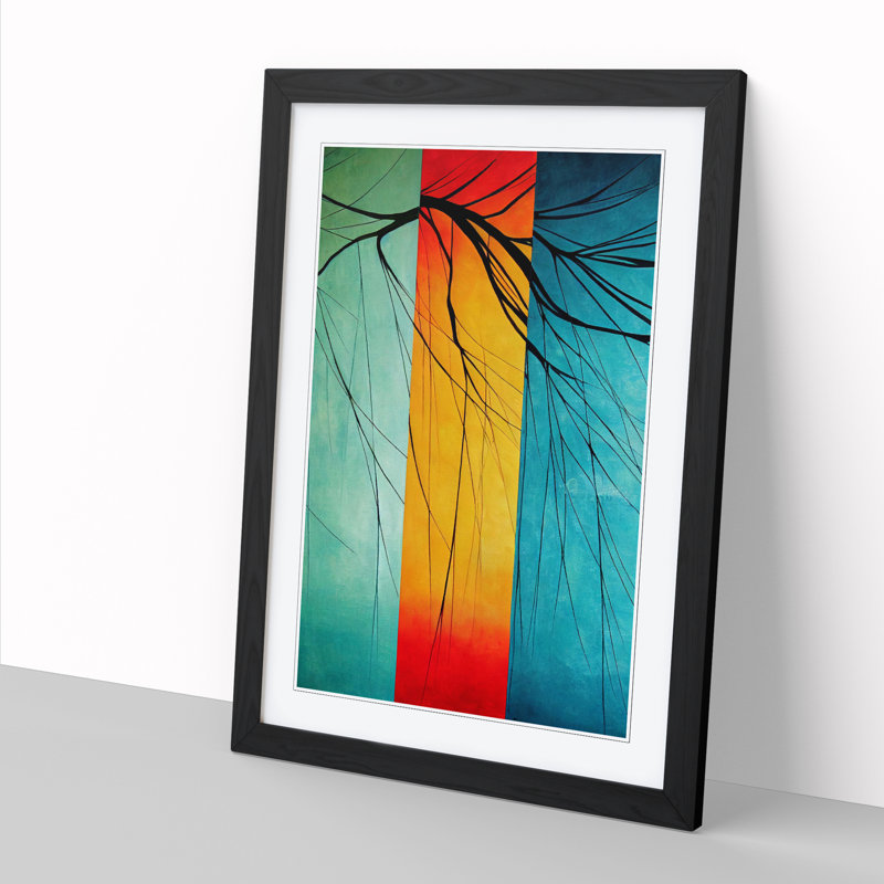 Tree Panels - Single Picture Frame Print, Black, 64cm H x 46cm W x 2cm D