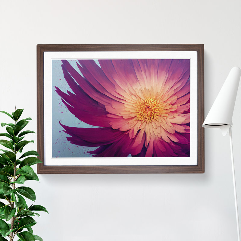 Splendorous Chrysanthemum Flower - Framed Print, 25cm H x 34cm W x 2cm D, Walnut