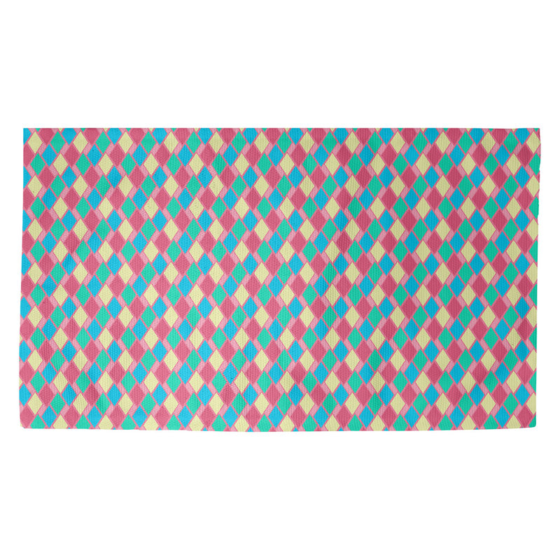 Paillasson dobby intérieur diamants rétro Avicia, Rectangle 5 pi 2 1/2 po x 7 pi 2 po