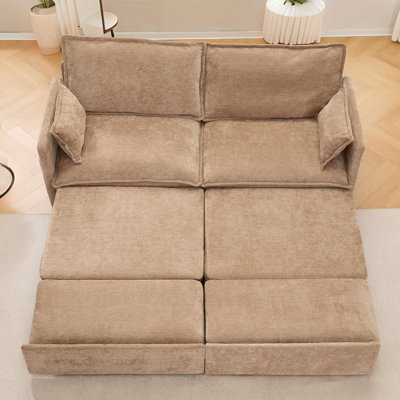 73"  Pull Out Sofa Bed,3-In-1 Chenille Fabric Sleeper Sofa Couch With Side Storageand USB/C-TYPE Charging Ports For Living Room,Bedroom,Apartment