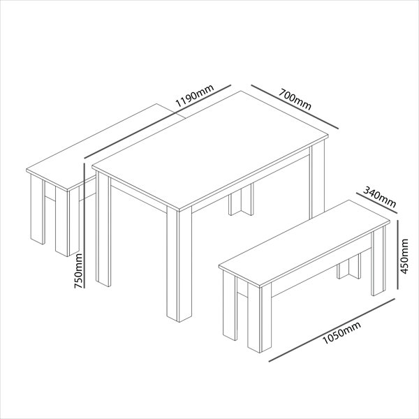 Ellani Cubbot 4 Person Dining Table Set