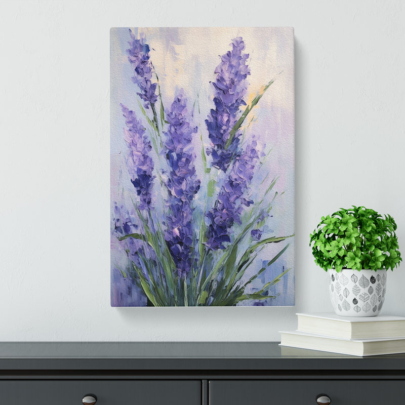 Lavender Flower Gestural - Wrapped Canvas, 50cm H x 35cm W x 3cm D
