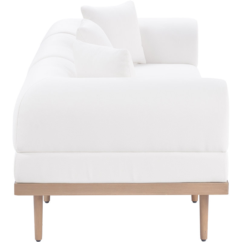 Madeleine 106.5" Resilient Water Resistant Olefin Fabric Upholstered 3Pc. Outdoor Patio Modular Sofa, Cream