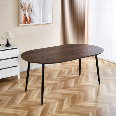 Table de bureau avec design extensible, plateau fonctionnel en noyer et pieds en métal noir, 140 x 100 x 75 cm, pieds de salle à manger à plateau chaud, 100 x 100 x 75 cm, atmosphère